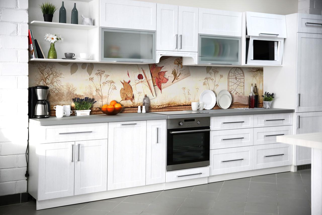 Кухонный фартук Осень/Деревья из самоклеющейся виниловой пленки 65х250 см Бежевый