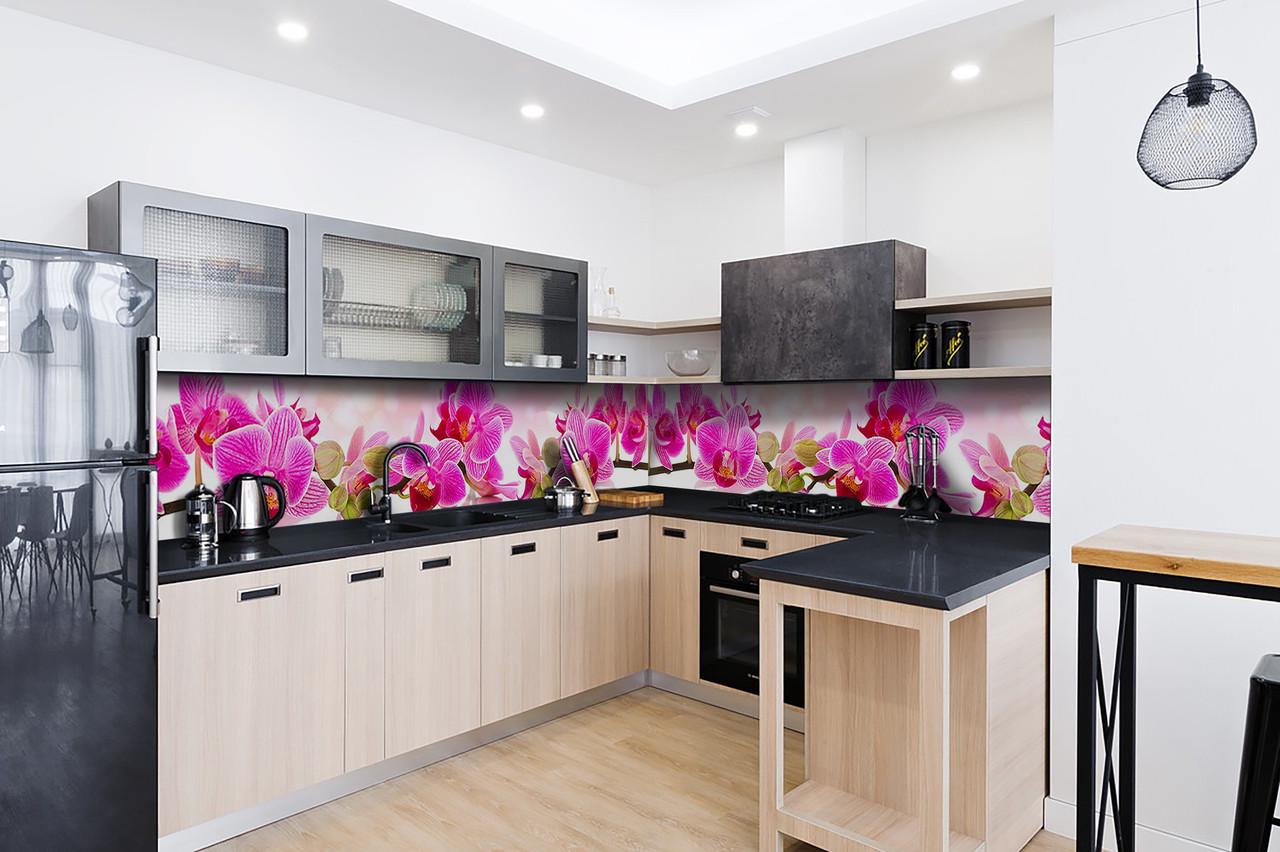 Кухонный фартук Розовая орхидея из самоклеющейся виниловой пленки 60х250 см Розовый Кухонный фартук Розовая орхидея из самоклеющейся виниловой пленки 60х250 см Розовый