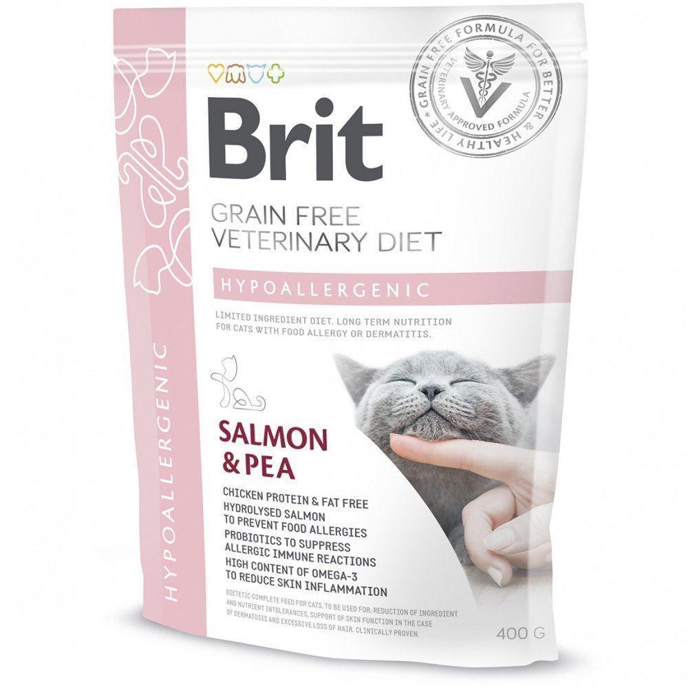 Корм сухой Brit Grain Free VetDiet Cat Hypoallergenic для кошек с пищевой аллергией и непереносимостью с лососем и горохом 400 г (34806695)
