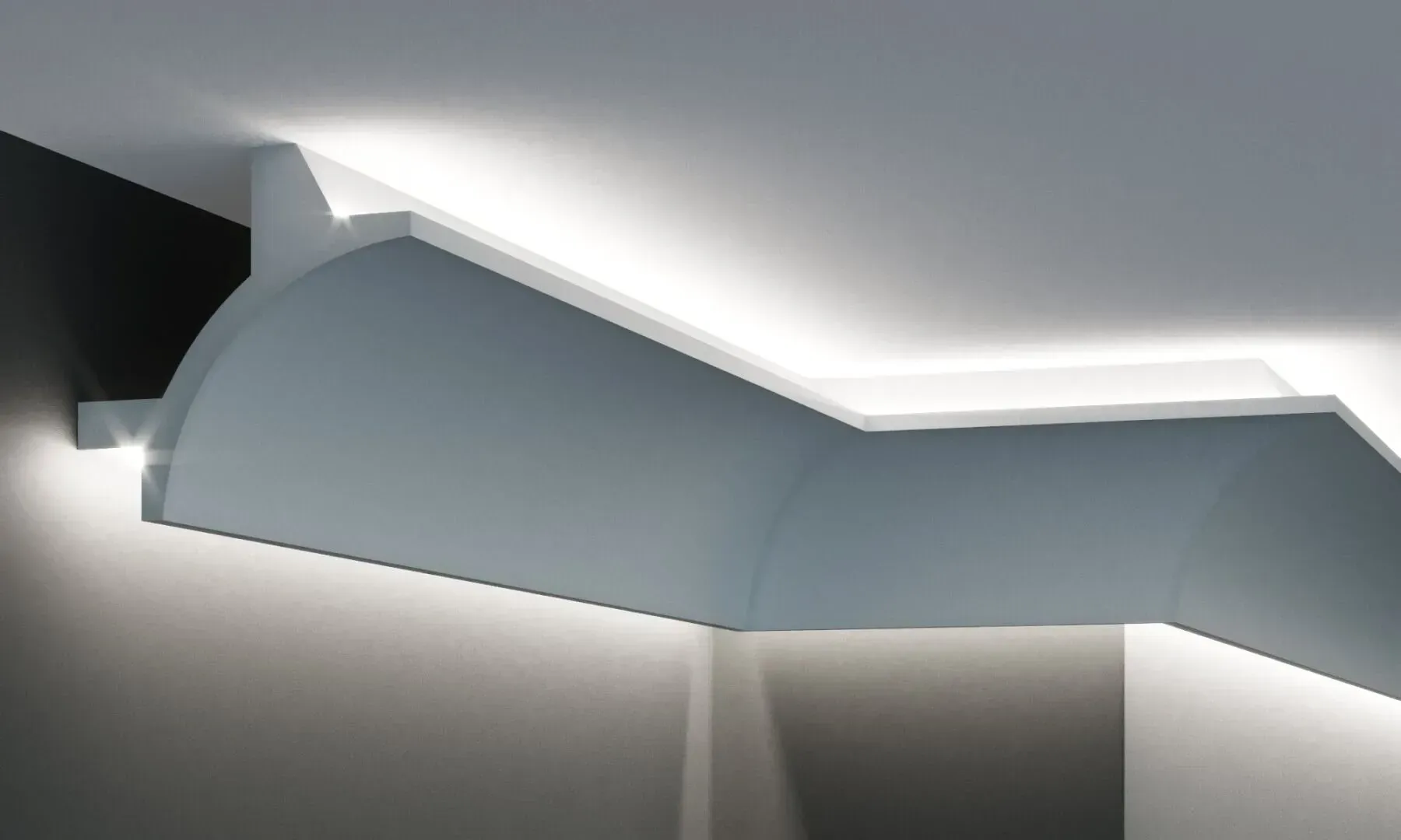 Плінтус стельовий поліуретановий гнучкий Tesori для LED освітлення 115x115x2000 мм (KF 706)