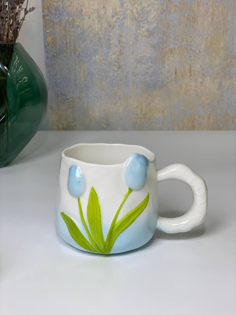 Кружка керамічна Лакшері тюльпан 400 мл Блакитний (912) Кружка керамічна Лакшері тюльпан 400 мл Блакитний (912)