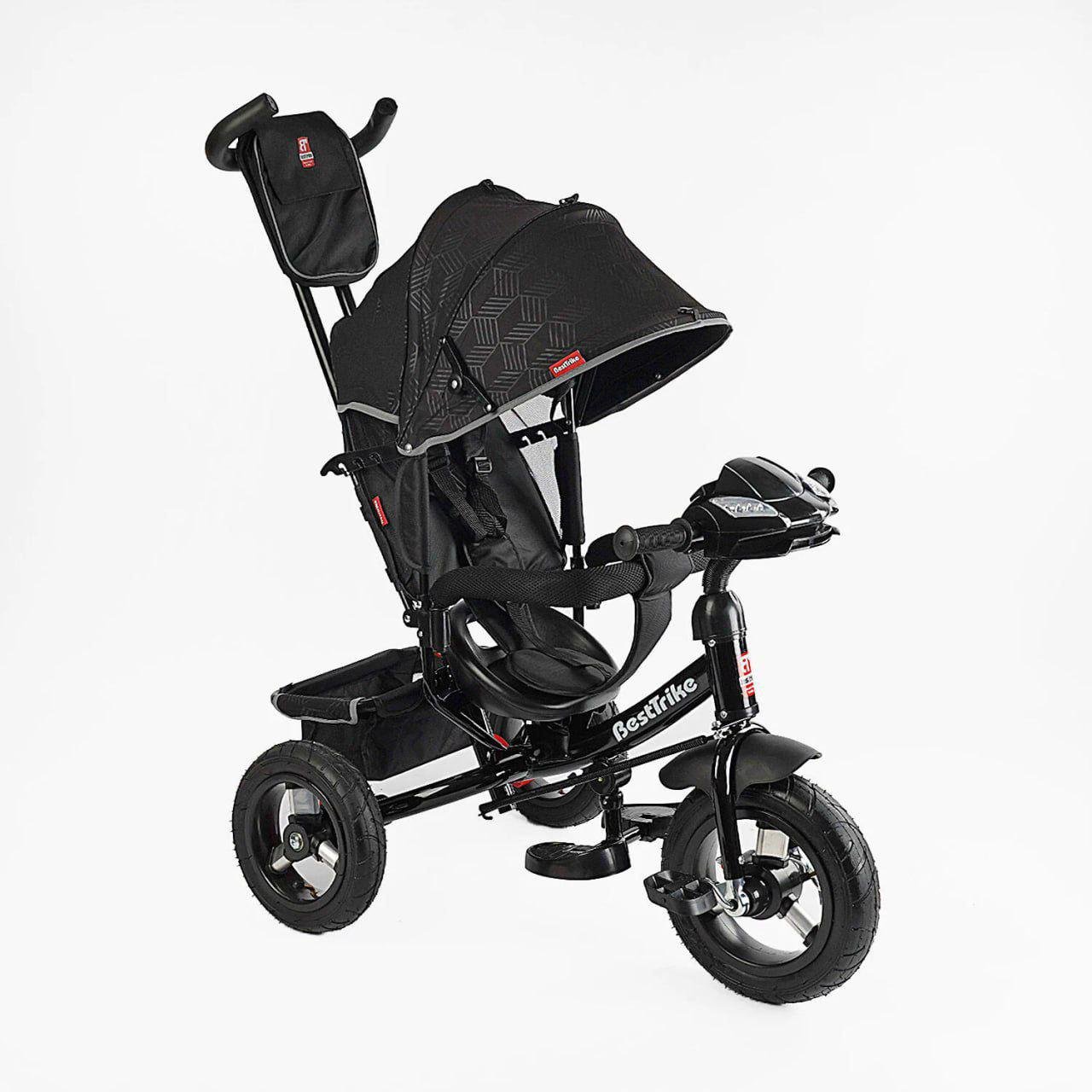 Велосипед трехколесный Best Trike с надувными колесами/фарой USB и пультом Черный (3390-39-211)