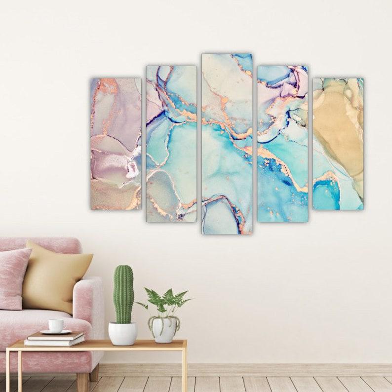 Модульная картина на холсте из пяти частей KIL Art Изысканный мрамор 137x85 см (M51_L_236)