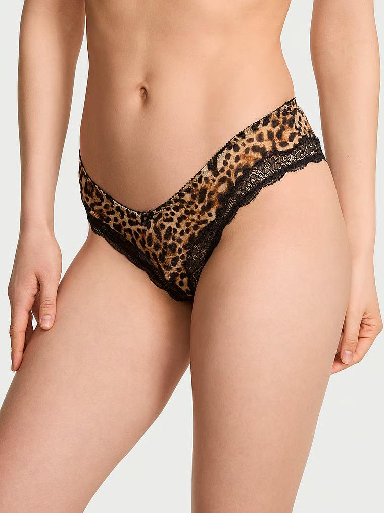 Трусики чики Victoria's Secret Tease Sheer Shimmer High-Leg Cheeky Panty S Леопард (27254035)