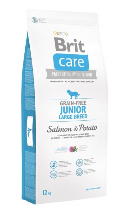 Корм для собак сухой Brit Care GF Junior Large Breed Salmon and Potato крупных и гигантских пород 12 кг