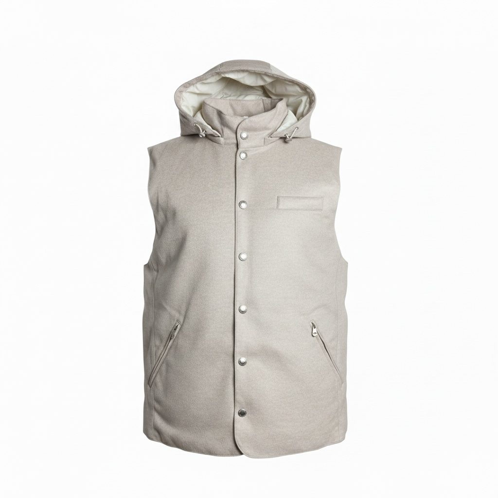 Жилет стёганый с капюшоном в стиле Brunello Cucinelli из шерсти L Taupe (BC04001.1L)