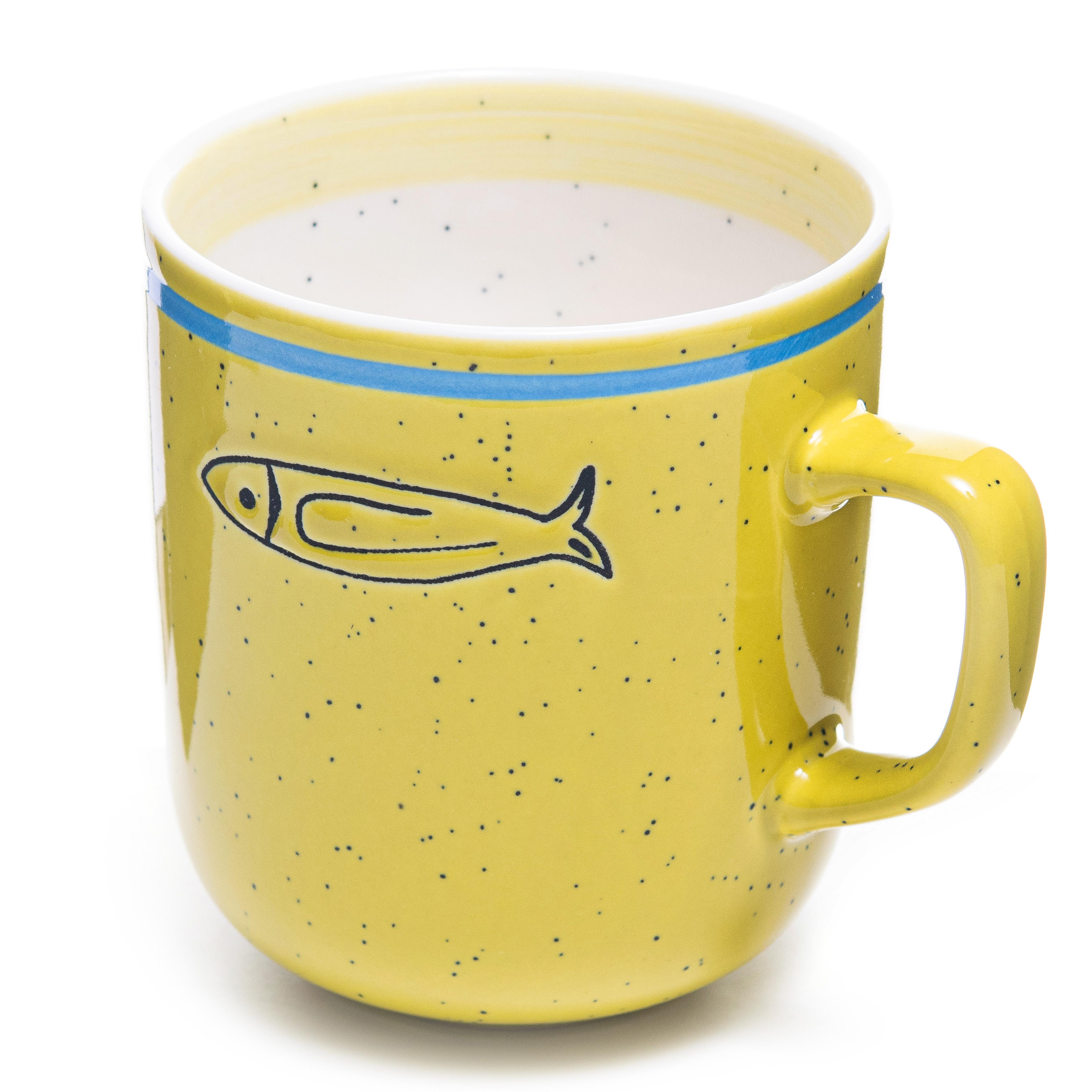 Набор чашек elemi Fish&Chill с подставкой керамика/металл 390 мл 4 шт. Желтый/Голубой (УТ-00094453) - фото 10