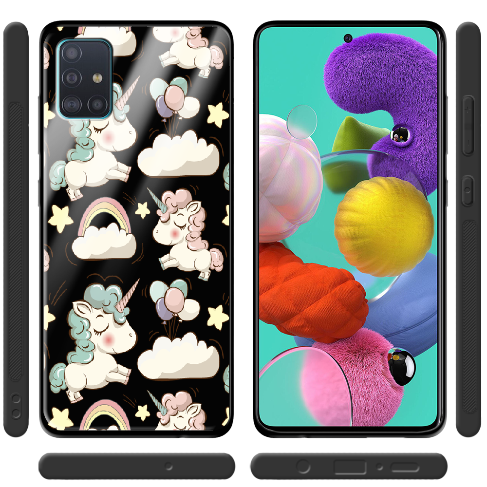 Чохол Boxface Samsung A515 Galaxy A51 Unicorns Чорний силікон зі склом (38808-cc2-39407) - фото 2