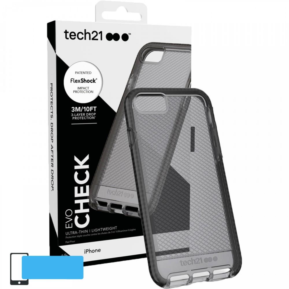Противоударный полупрозрачный чехол Tech21 Evo Check для Iphone 7/8/SE 2020 Black - фото 11