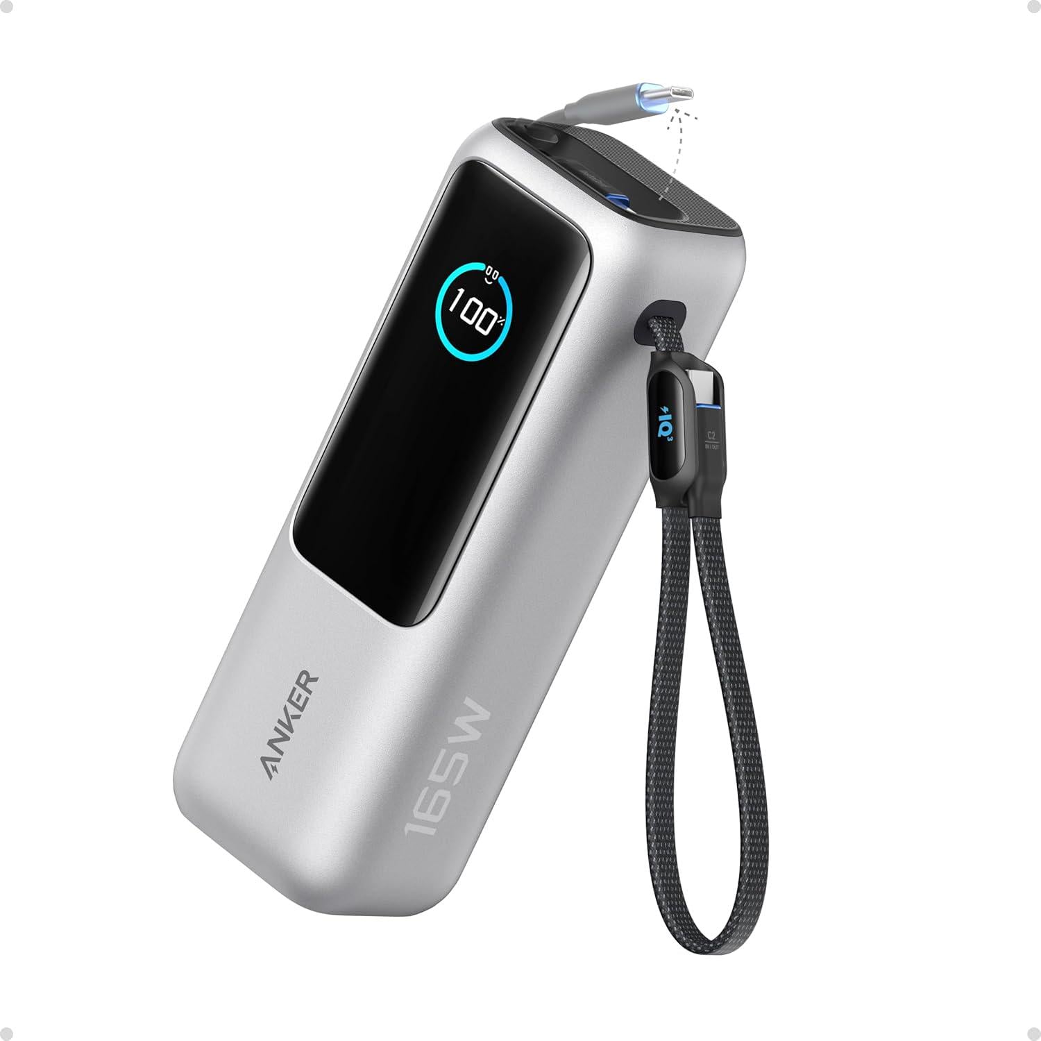 Повербанк Anker Laptop Power Bank 25000 mAh 165W PD Built-In and Retractable Cables Silver (31642950)