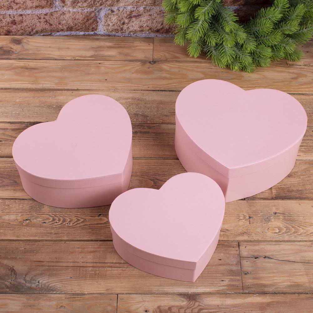 Коробка в форме сердца набор 3 шт. Розовый (2127-3)