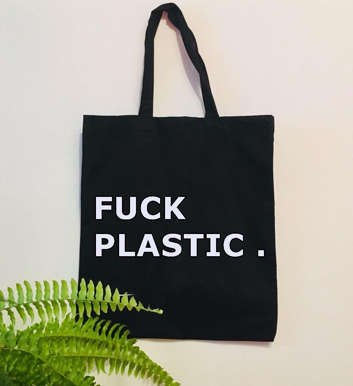 Эко-сумка с надписью "Fuck Plastic" (822) Эко-сумка с надписью "Fuck Plastic" (822)