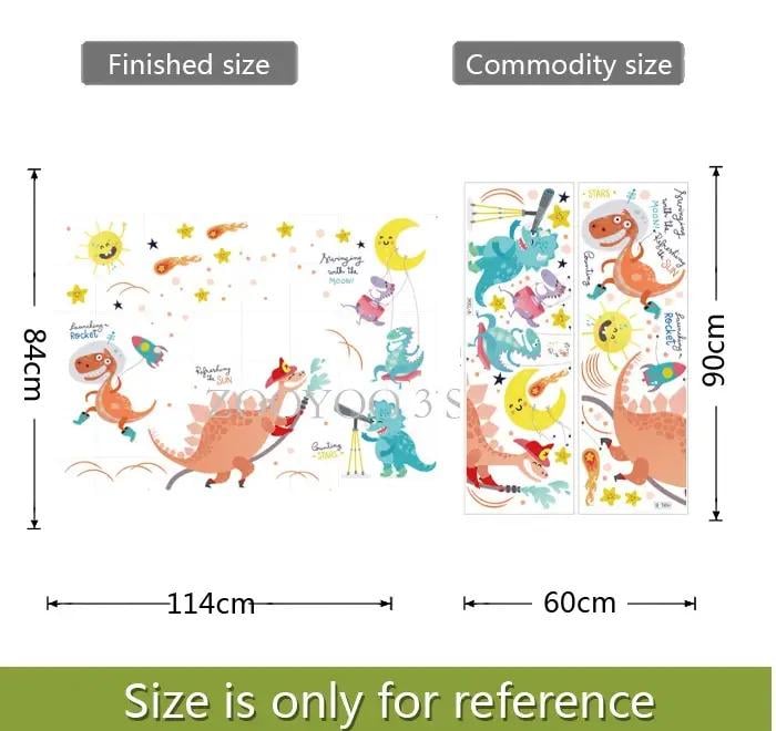 Набір вінілових наліпок Веселі динозаври в дитячу кімнату на стіну для хлопчиків і дівчаток 30х90 см - фото 3 Набір вінілових наліпок Веселі динозаври в дитячу кімнату на стіну для хлопчиків і дівчаток 30х90 см - фото 3