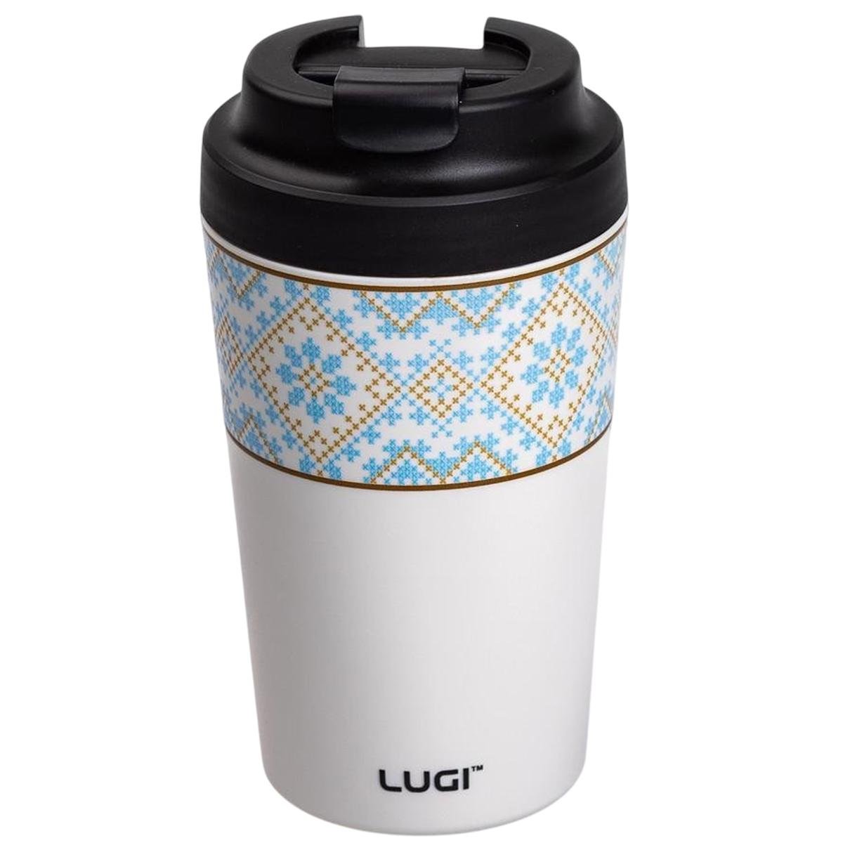 Термокружка Вишиванка з кришкою на защіпці 380 мл Білий (HP-14-50W)