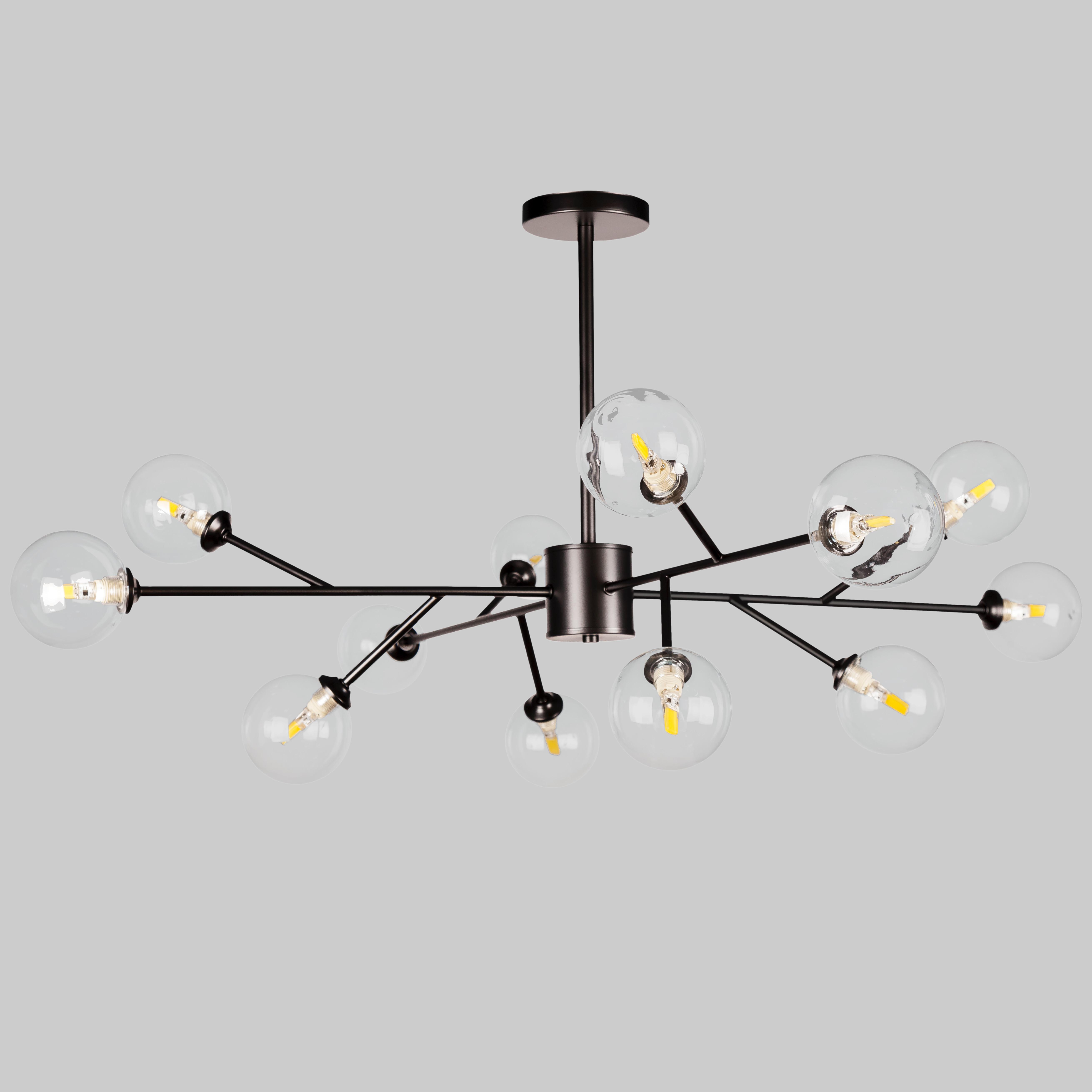 Люстра современная на 12 плафонов Прозрачный (52-9806-12 BK+CL)