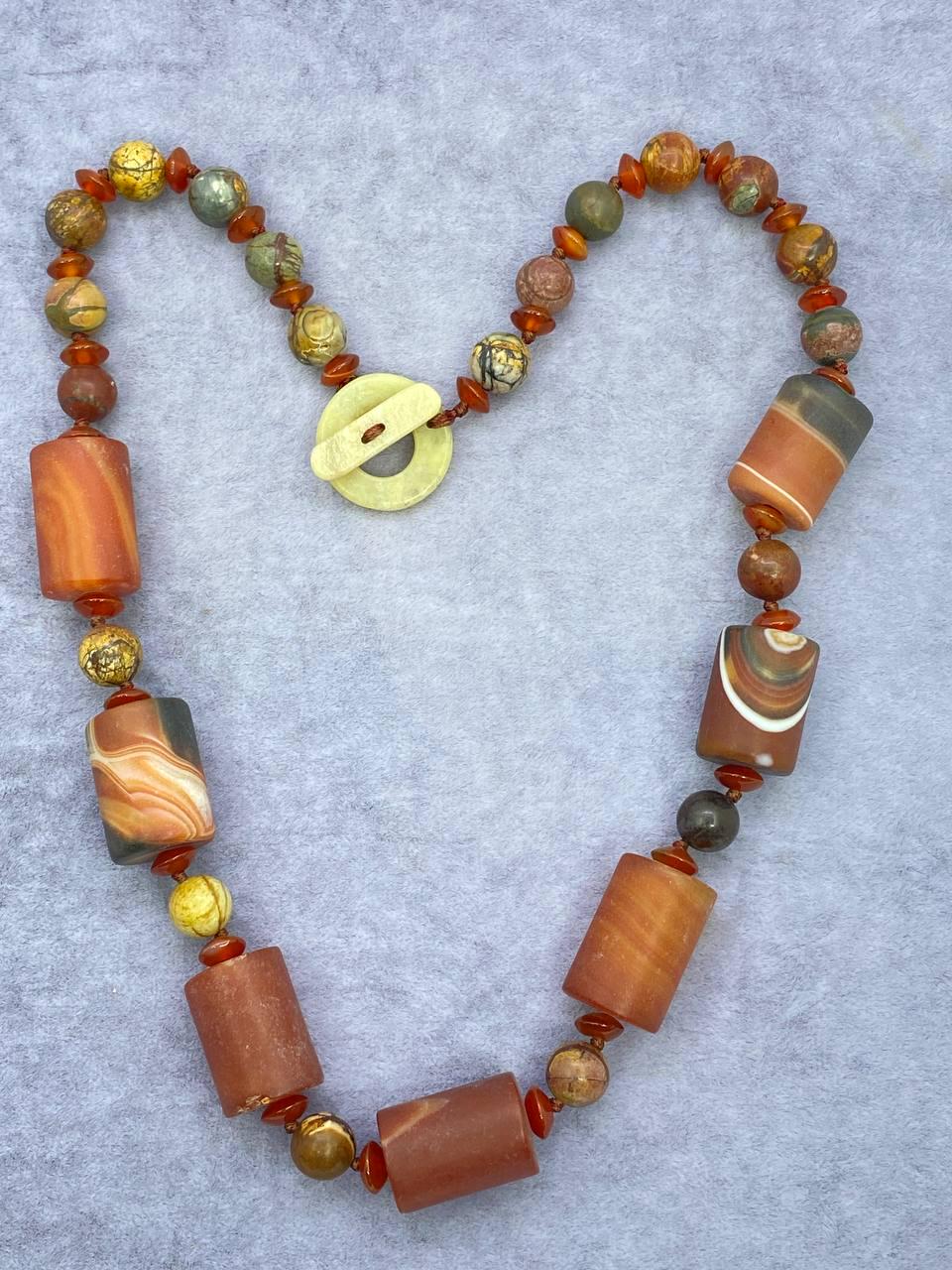 Бусы агат 50 см Коричневый (9888)