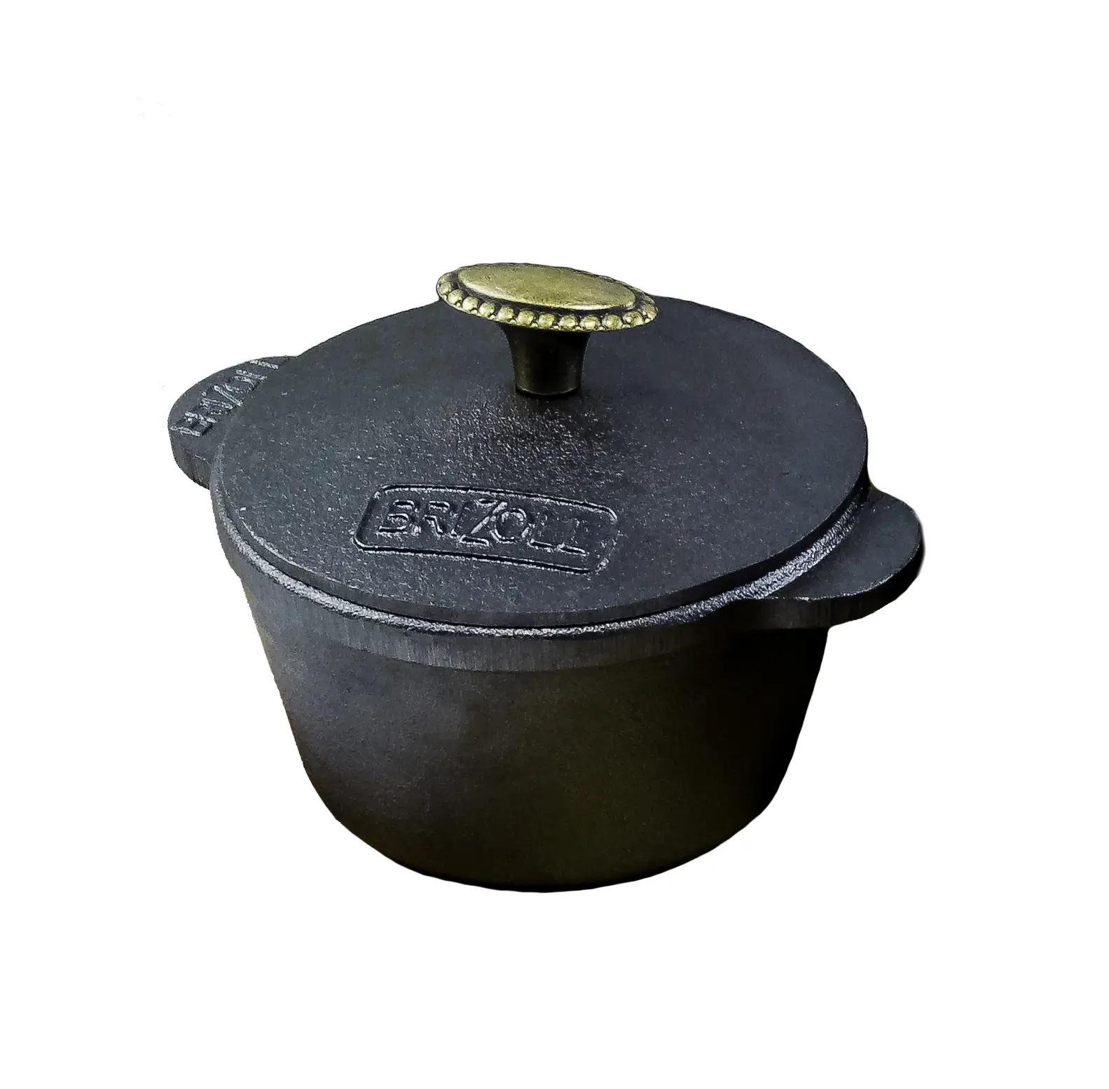 Кастрюля порционная Brizoll с крышкой чугунная 0,3 л (H03)