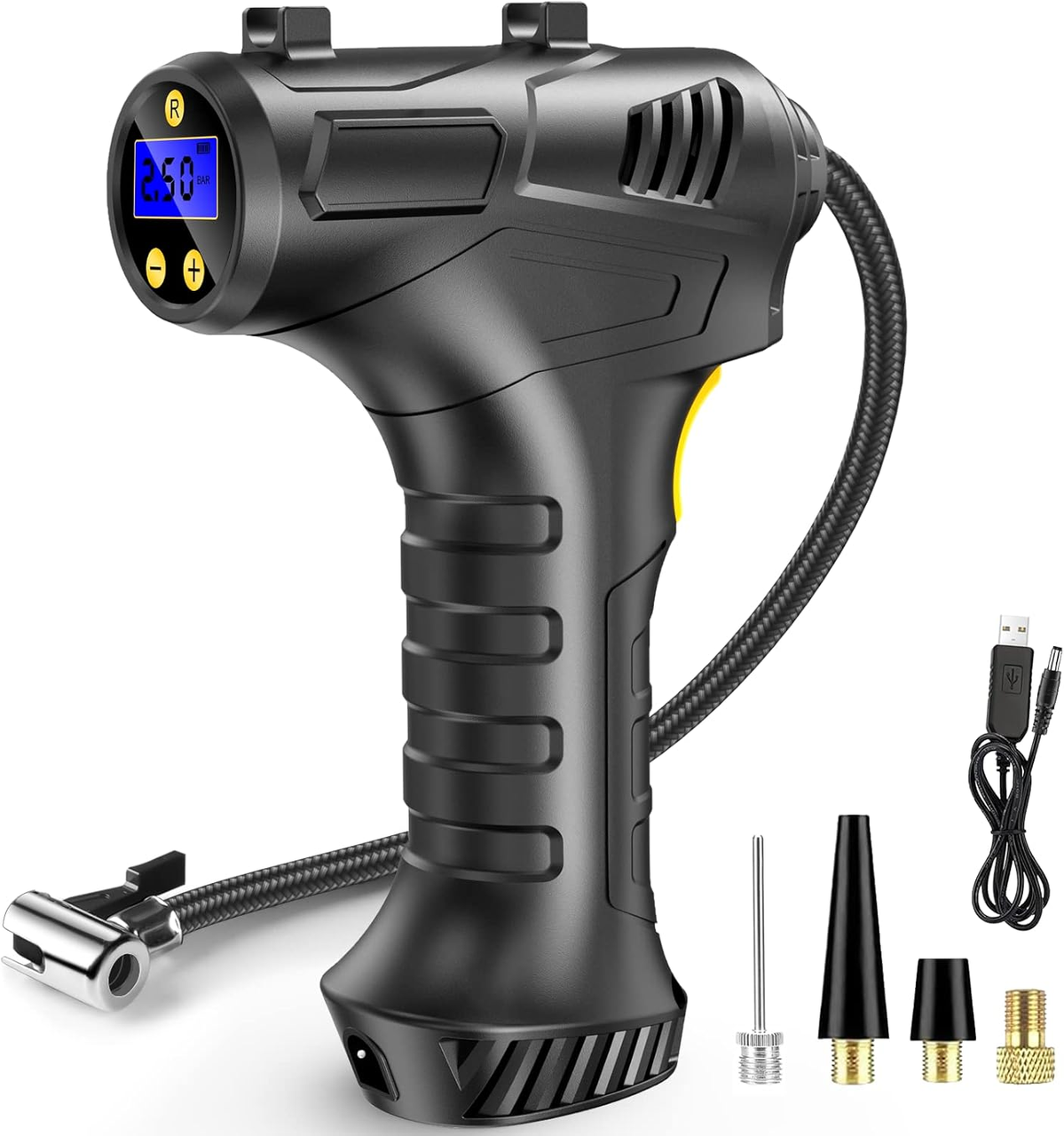 Компресор автомобільний акумуляторний ProChosen 150 PSI із цифровим манометром та LED-світлом (2186628951)