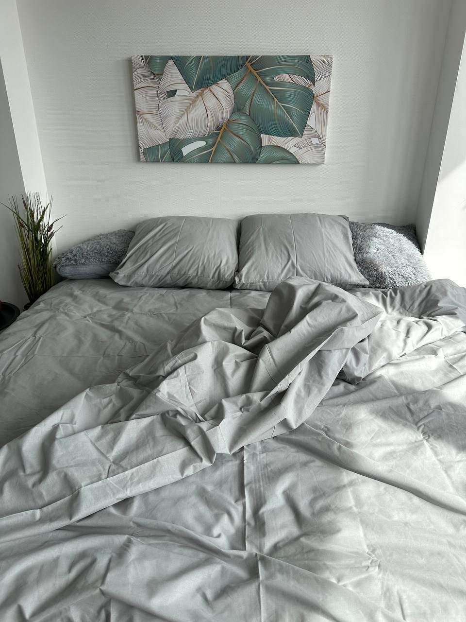 Комплект постельного белья Однотонный семейный бязь 200х220 см Серый Комплект постельного белья Однотонный семейный бязь 200х220 см Серый