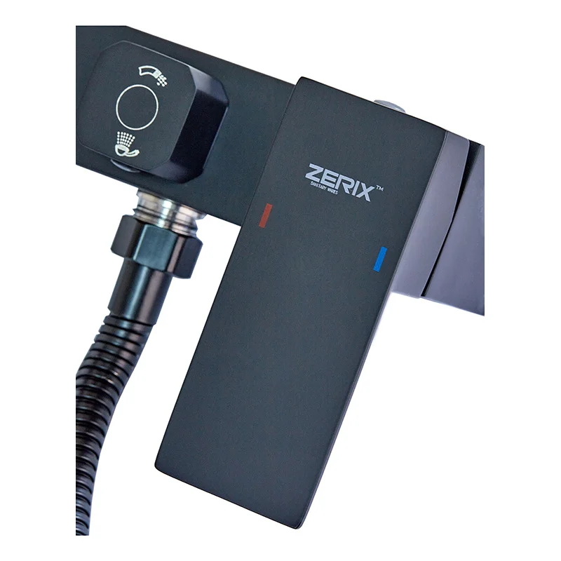 Смеситель для ванны ZERIX KUB-008 EURO с нержавеющей стали Черный