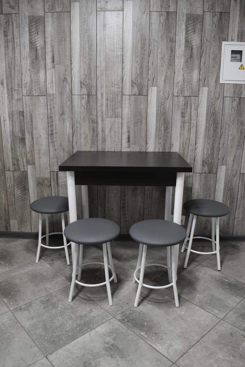 Кухонний комплект Оскар стіл розкладний/табурети 4 шт. в білому корпусі 60х80/80х120х75 см Чорний/Сірий (28374865)