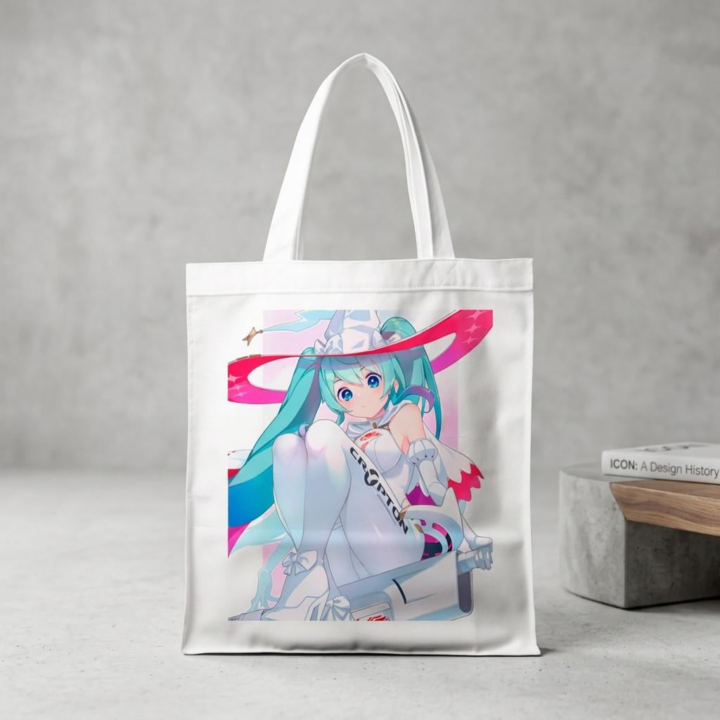 Сумка-шопер Vocaloid Хацуне Мику из льна Белый (6530)