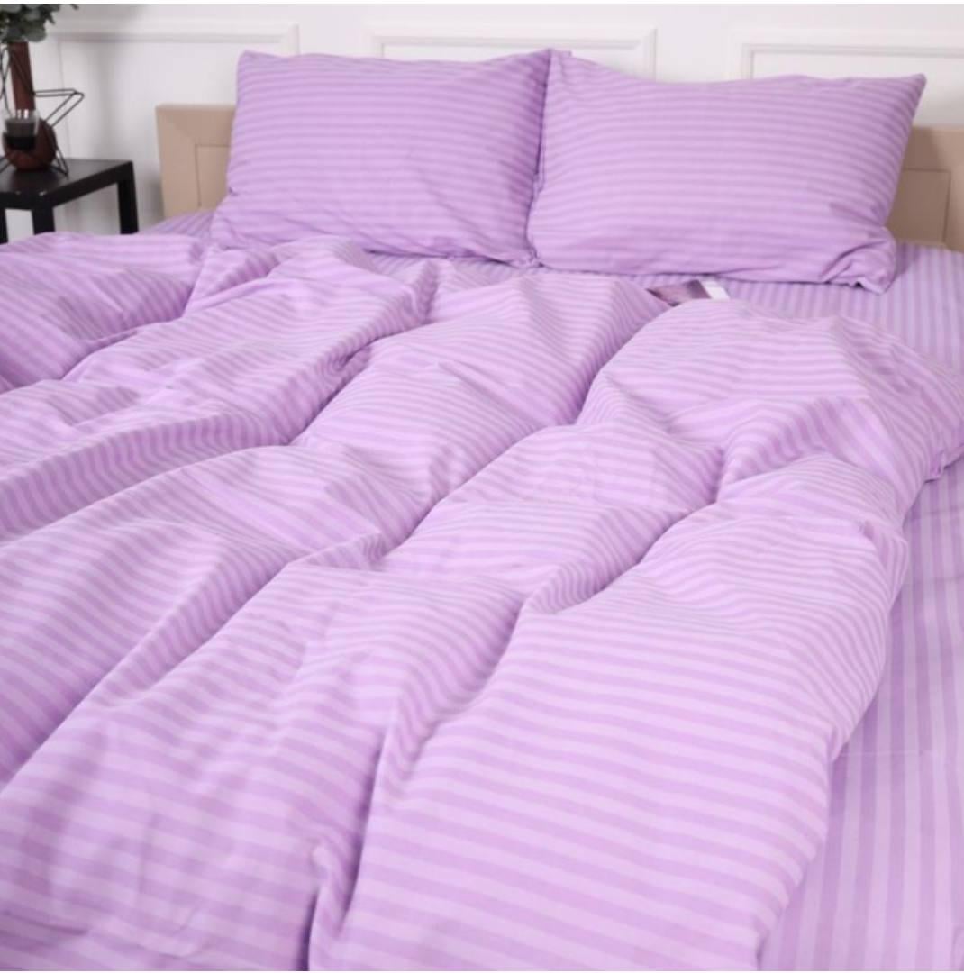 Комплект постільної білизни полуторний мікро сатин страйп 150x220 см Фіолетовий (24113445)