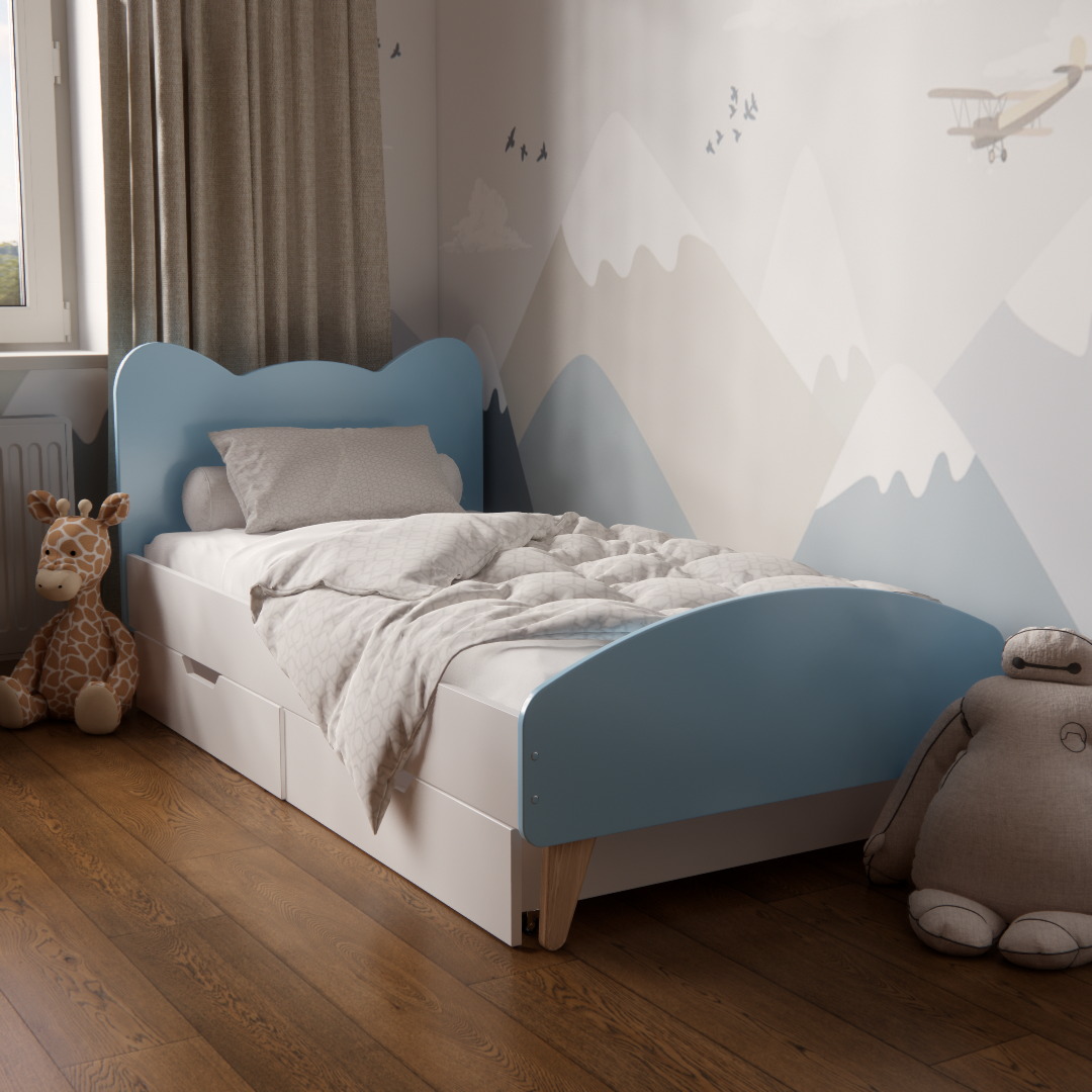 Кроватка детская Котик с ящиками для детей 3-10 лет для мальчиков 160х80 см Голубой - фото 1 Кроватка детская Котик с ящиками для детей 3-10 лет для мальчиков 160х80 см Голубой - фото 1