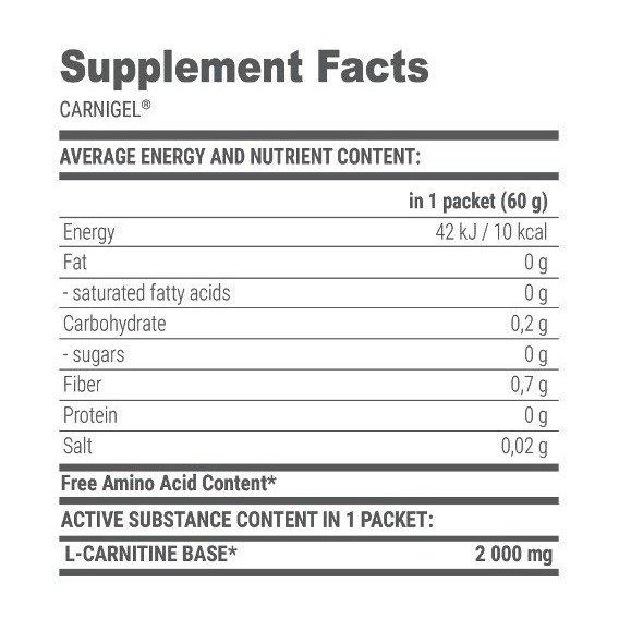 Жироспалювач для спорту Extrifit Carnigel 60 г Raspberry (000004549) - фото 2