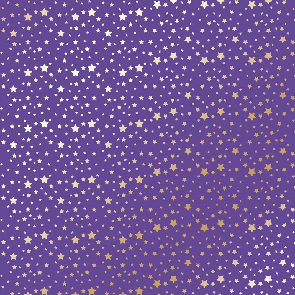 Лист паперу односторонній Golden stars з фольгуванням 30,5х30,5 см Lavender