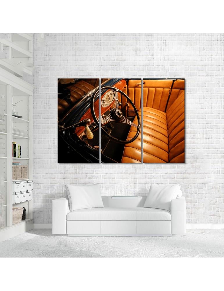 Картина модульная Рулевое полотно автомобиля 3 модуля 80x120 см