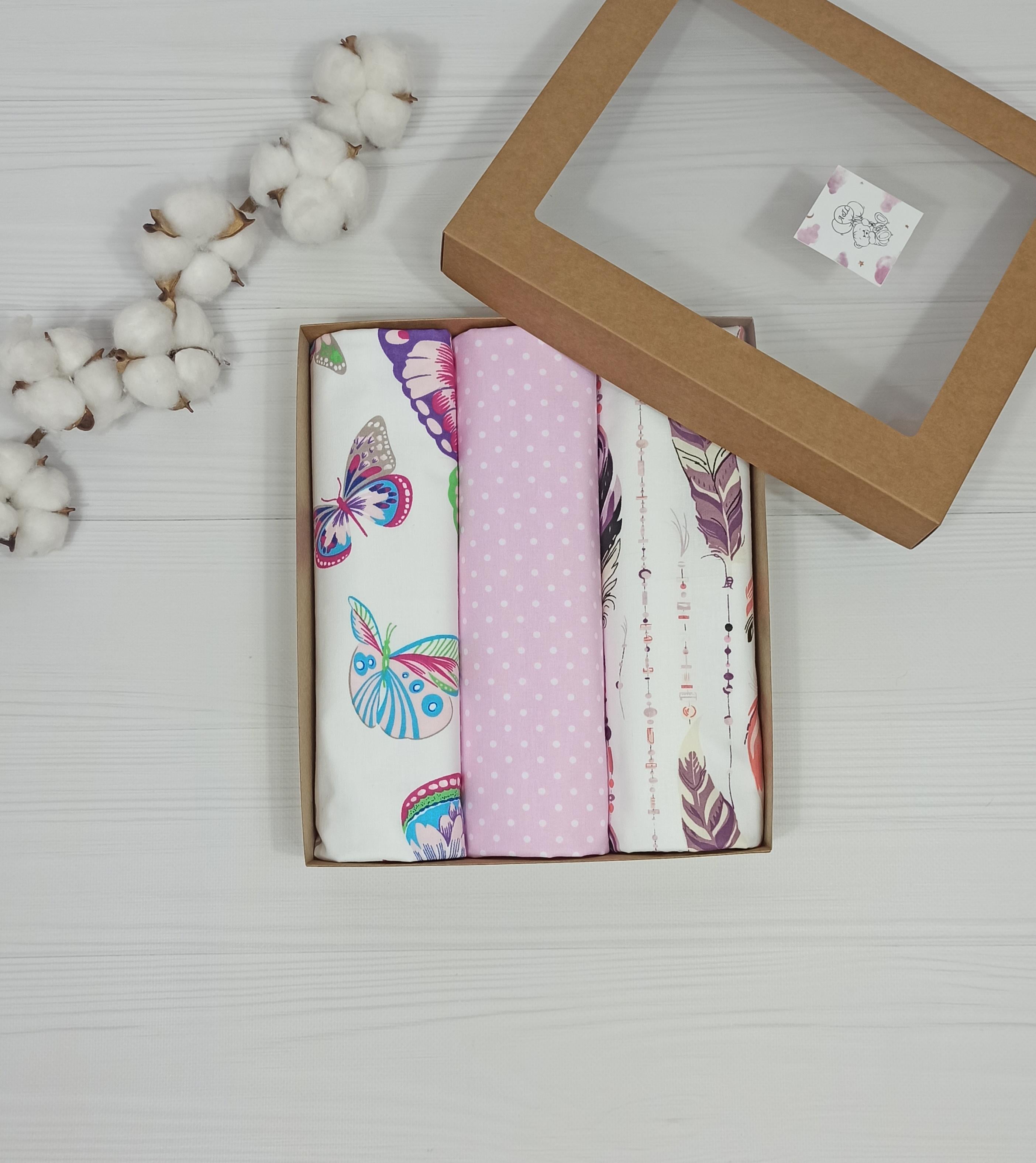 Пеленки детские a.l.babybox Горох 50х80 см 3 шт. Бело-розовый (NA 18169576)
