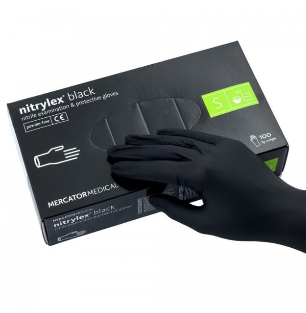 Перчатки нитриловые Mercator Medical Nitrylex Black S 100 шт. Черный