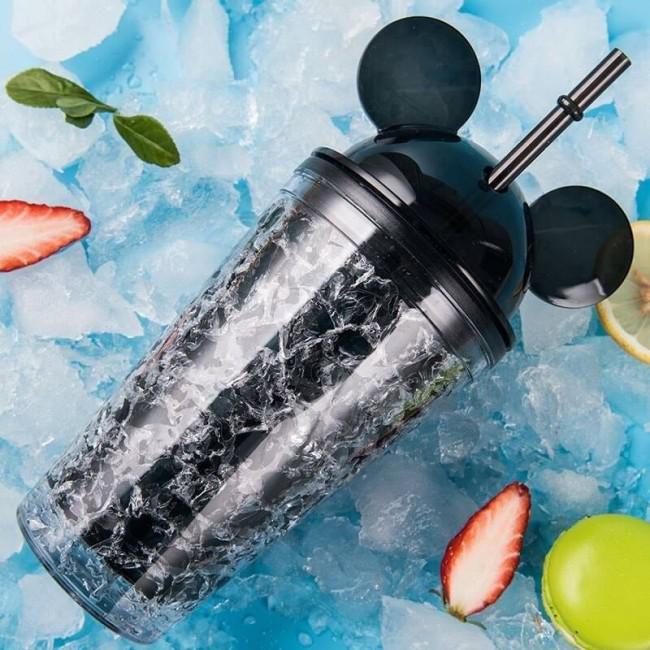 Охолоджена склянка з трубкою Mickey Mouse Чорний (402416)