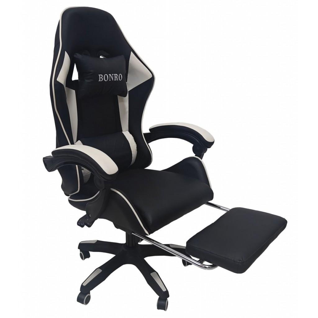 Крісло геймерське Bonro B-945 з підставкою для ніг Білий (4240110612)