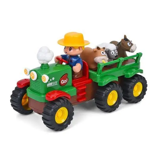 Детский музыкальный трактор Limo Toy M 6303 с прицепом/звуковые и световые эффекты/съемные фигурки на магнитиках украинская озвучка (2913736201)