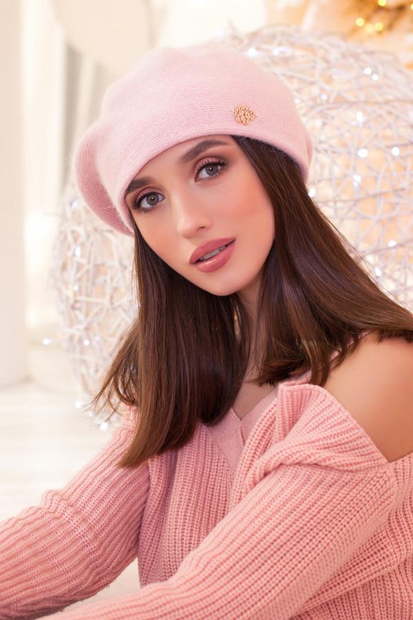 Берет шерстяной Braxton Герда женский Пудровый (6010)