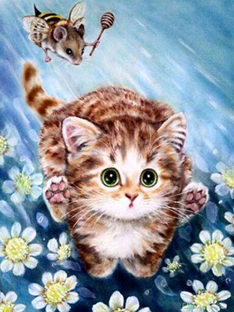 Алмазная мозаика Emerald Craft Котенок и почти пчела 20x30 см (23534)