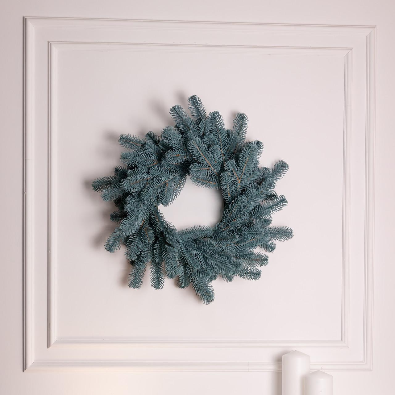 Вінок хвойний штучний Святковий литий ⌀ 60 см Блакитний (TD-VINBL)