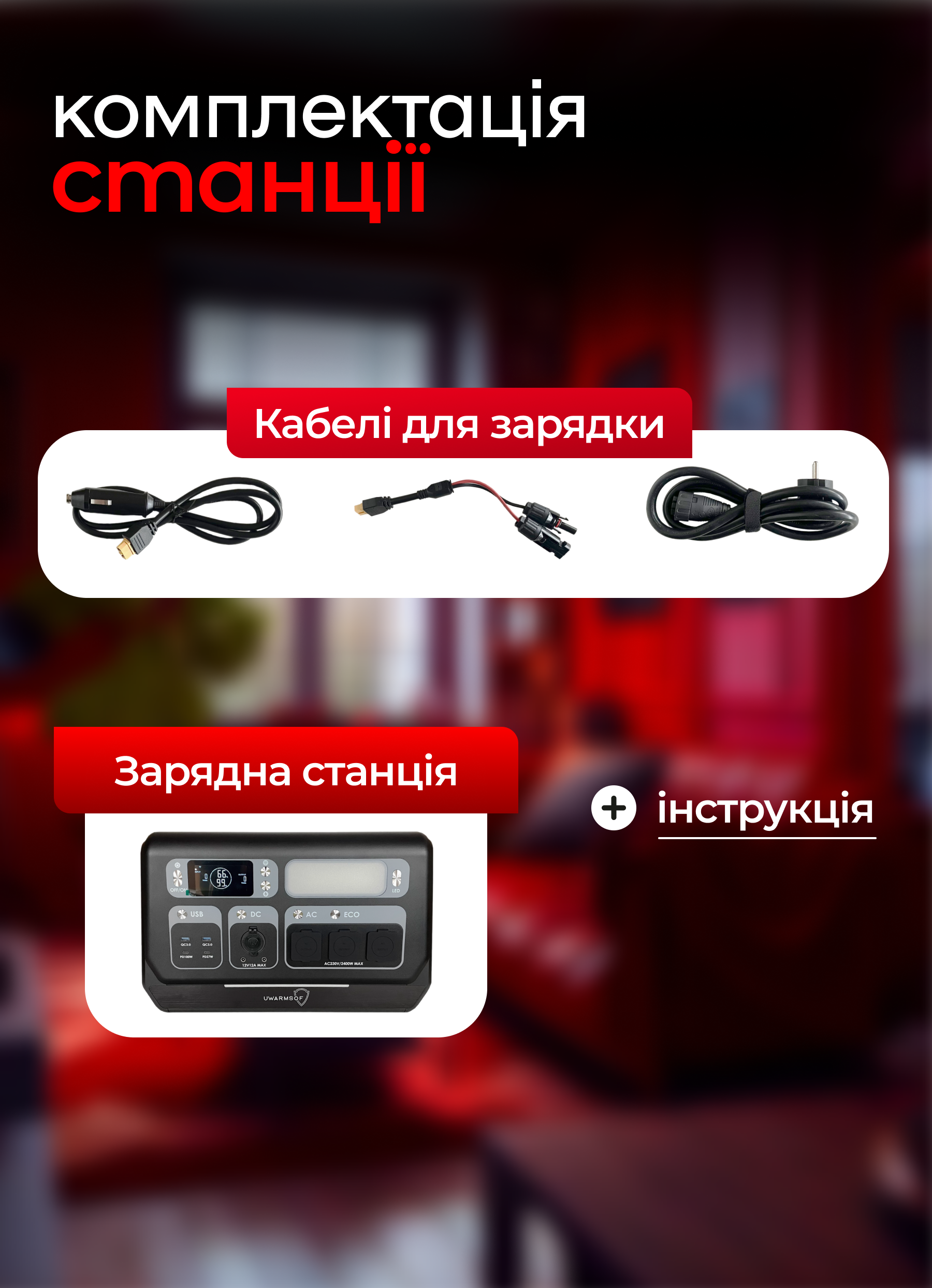 Зарядная станция для дома UWarmsof портативная мобильная электро 2400 Вт (22842132) - фото 6