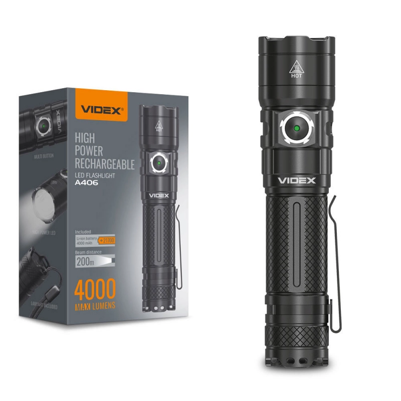 Фонарик светодиодный портативный Videx VLF-A406 4000Lm 6500K (26566)