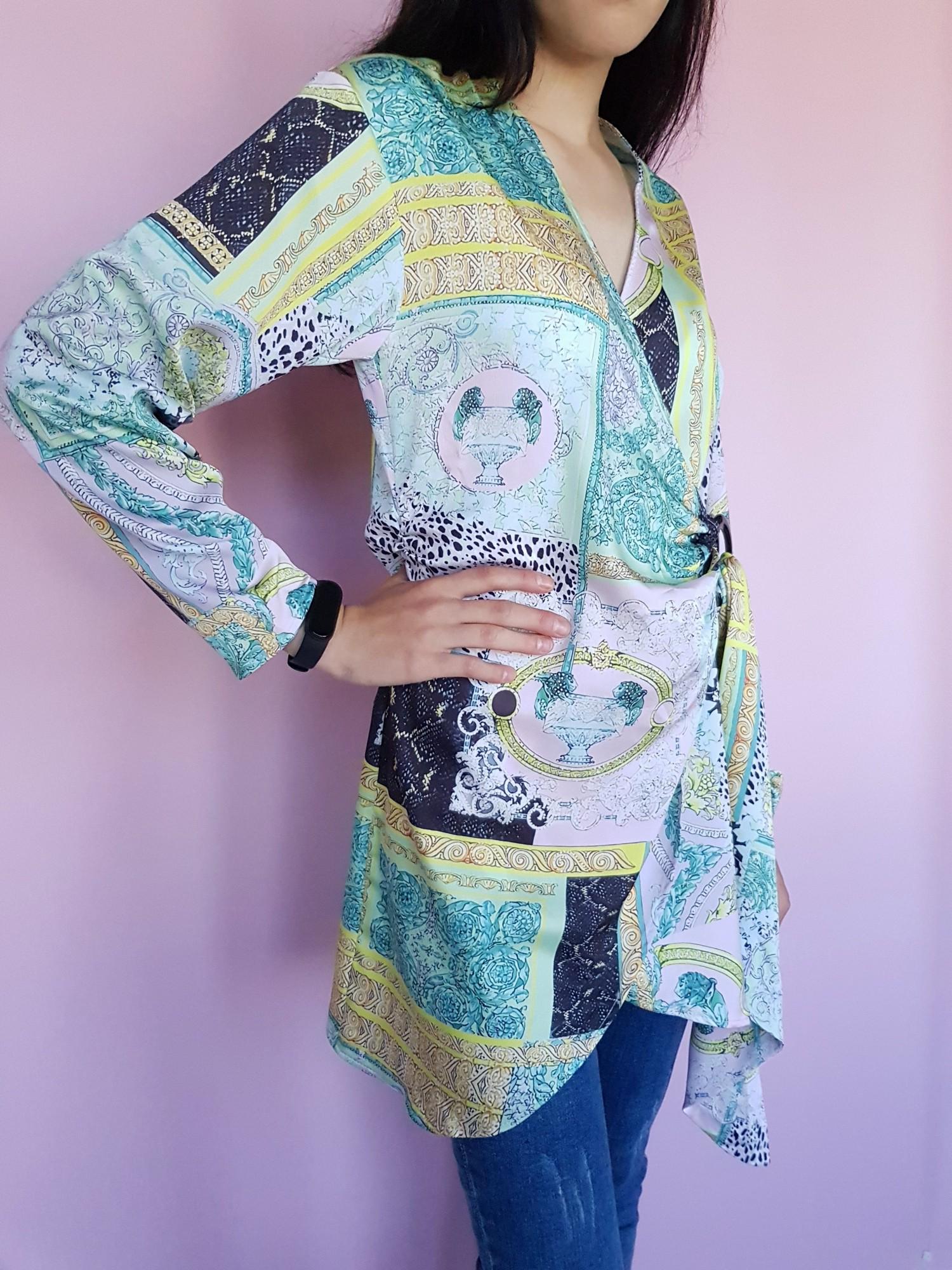 Блузка удлиненная на запах Boohoo XL Зеленый (10293/48) - фото 3 Блузка удлиненная на запах Boohoo XL Зеленый (10293/48) - фото 3