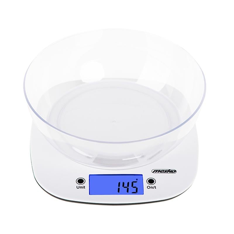 Ваги кухонні електронні Mesko MS 3165 вимірювання об'єму чаша 1,4 л 5 кг Білий (5059)