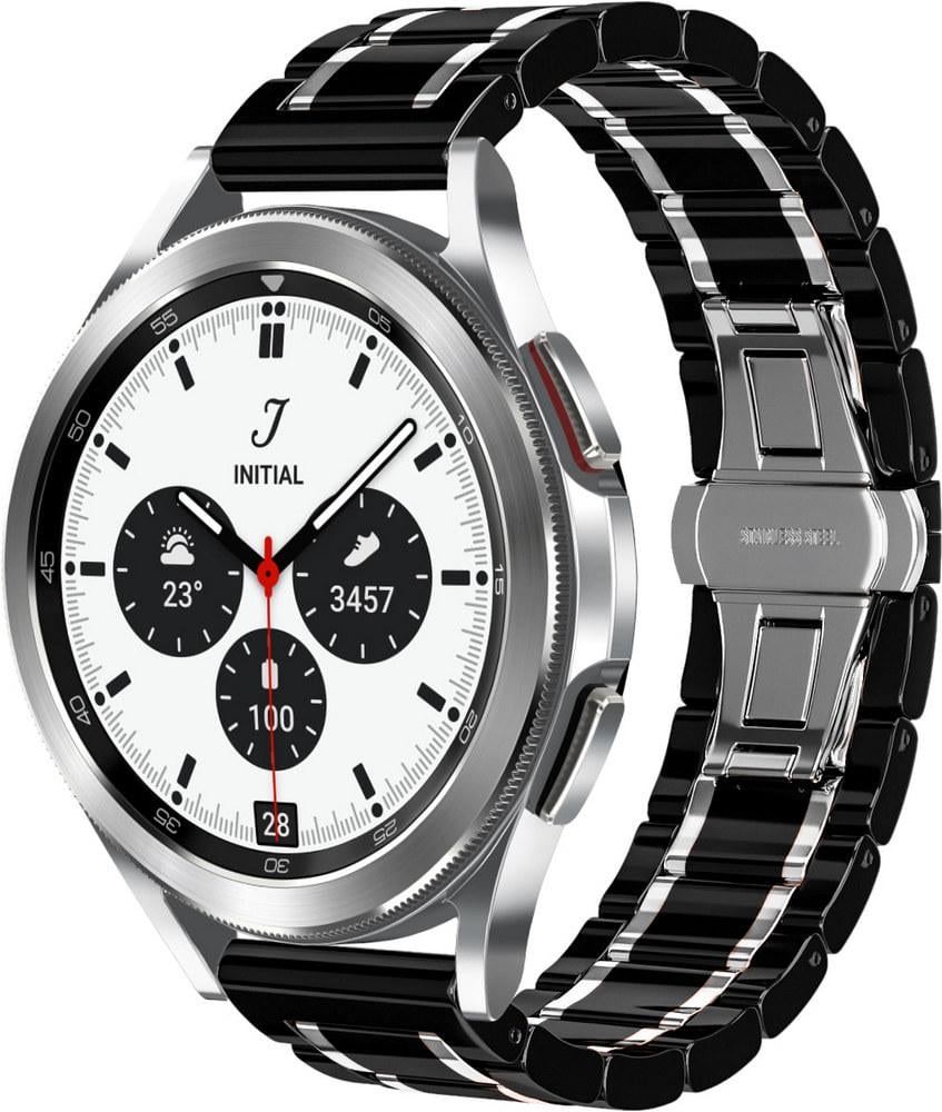 Ремінець керамічний Ceramo для Galaxy Watch 4 Classic 42 мм Black/White (28727-1E)
