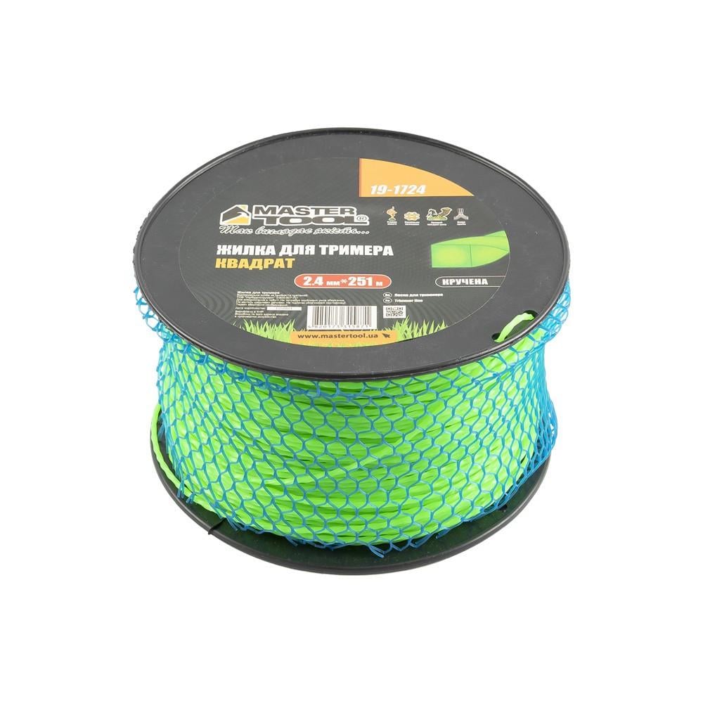 Леска для триммера MasterTool КВАДРАТ крученная 2,40 мм 251 м катушка Леска для триммера MasterTool КВАДРАТ крученная 2,40 мм 251 м катушка