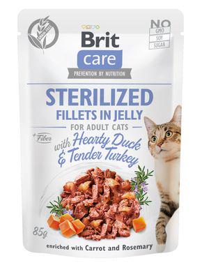 Влажный корм для кастрированных котов Brit Care Sterilised Hearty Duck&Tender Turkey 85 г Утка и индейка в желе