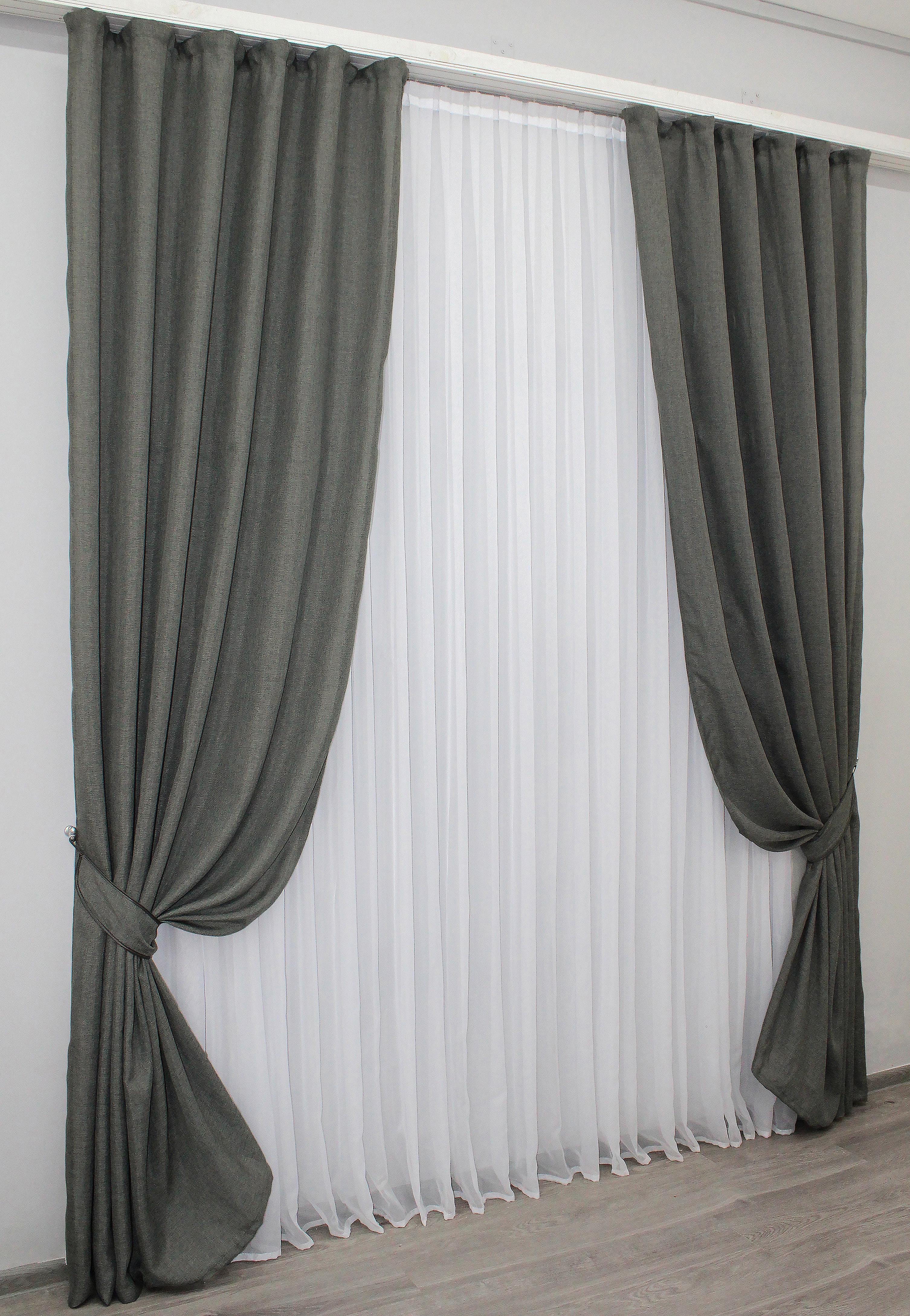 Комплект штор VR-Textil №1282ш лен/мешковина 100х275 см 2 шт. Серый (31-536) - фото 2 Комплект штор VR-Textil №1282ш лен/мешковина 100х275 см 2 шт. Серый (31-536) - фото 2