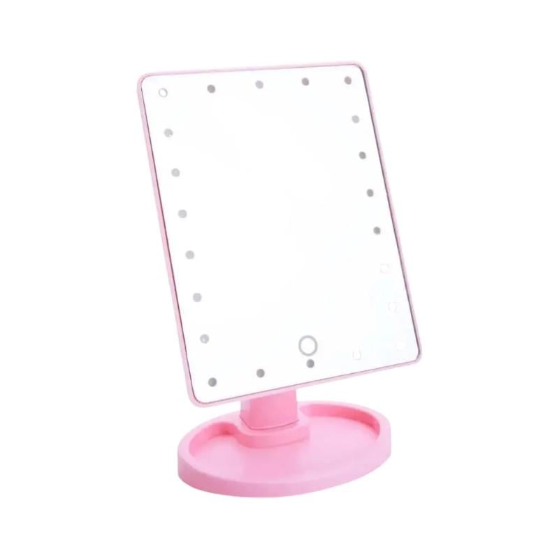 Зеркало косметическое настольное с сенсорной LED-подсветкой 20 диодами Розовый (MX-00006887Q)