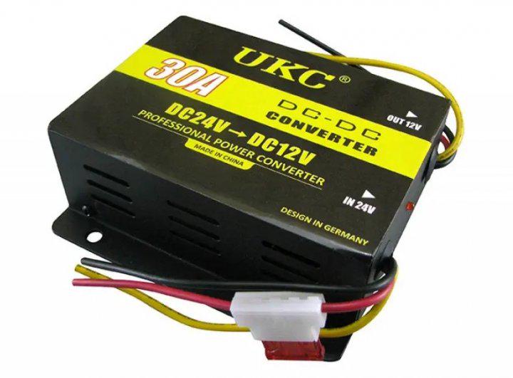 Автомобильный конвертер UKC DC/DC 24V-12V 30A до 360 Вт Черный - фото 3