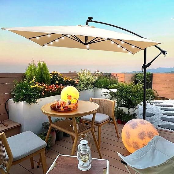 Парасоля садова WCG з LED-підсвіткою та чохол 2,5х2,5 м Бежевий - фото 2